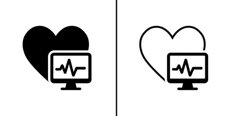 Heart with Monitor Symbol of Cardiac Health and Medical Monitoring - heart with an ECG (electrocardiogram) monitor in front, representing heart health, medical check-ups, and cardiovascular care.