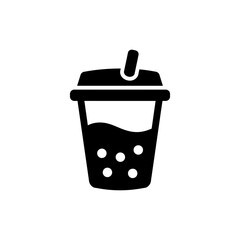 Boba Cup Icon with Half-Filled Layer for Trendy Drink Look