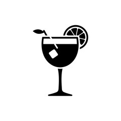 Cocktail Icon with Slice and Leaf - Refreshing Drink Illustration