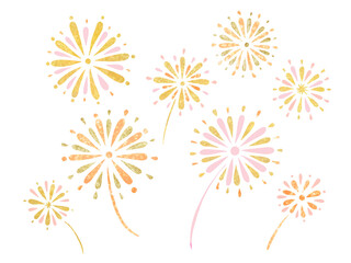 金色に輝く花火の背景イラスト
