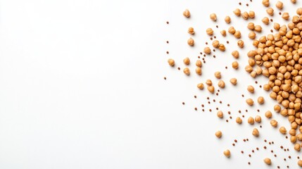 A Pile of Chickpeas and Mustard Seeds on White Background