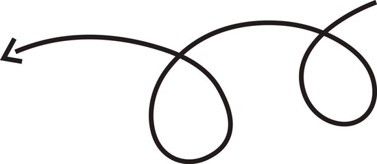 Arrow icon. Hand drawn black line doodle arrow, curve arrow vector. Sketch curved dashed arrows design isolated on transparent background. Direction shape for web and app.