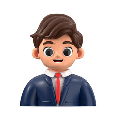 3D Businessman Avatar Icon in a suit. Perfect for corporate profiles, business platforms, and office apps.
