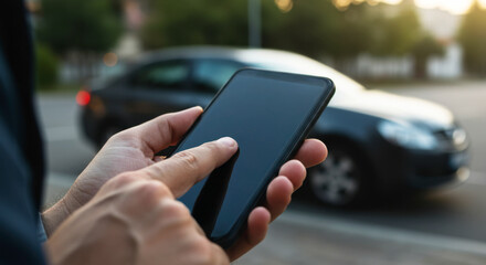 Using smartphones for navigation and communication urban street smartphone photography evening light close-up view urban travel concept