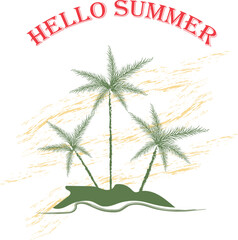  Hello Summer – Minimal Palm Tree Summer Quote Vector for Trendy T-Shirts.
 Clean and simple summer design with palm tree and “Hello Summer” quote, perfect for apparel.

