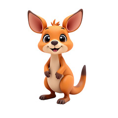 Obraz premium A cartoon kangaroo standing with a smile on its face and large ears isolated on transparent background