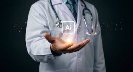 Healthcare innovation medical professional embracing ai technology in a modern environment