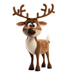 Fototapeta premium Cheerful Cartoon Reindeer Festive Character on Transparent Background.