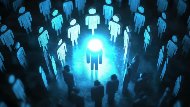 HRM or Human Resource Management, manager icon which is among staff icons for human development recruitment leadership and customer target, resume, interview. generate by AI