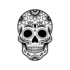 Illustration of mexican sugar skull. Day of the dead. Dia de los muertos. Vector illustration