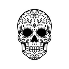 Illustration of mexican sugar skull. Day of the dead. Dia de los muertos. Vector illustration