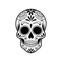 Illustration of mexican sugar skull. Day of the dead. Dia de los muertos. Vector illustration