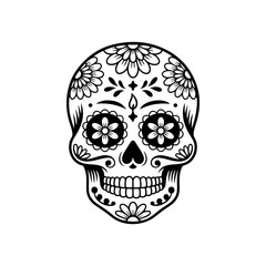 Illustration of mexican sugar skull. Day of the dead. Dia de los muertos. Vector illustration