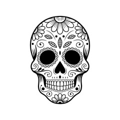 Illustration of mexican sugar skull. Day of the dead. Dia de los muertos. Vector illustration
