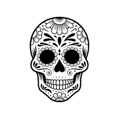 Illustration of mexican sugar skull. Day of the dead. Dia de los muertos. Vector illustration