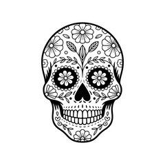 Illustration of mexican sugar skull. Day of the dead. Dia de los muertos. Vector illustration