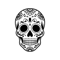 Illustration of mexican sugar skull. Day of the dead. Dia de los muertos. Vector illustration