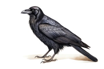Obraz premium Raven blackbird animal white background.