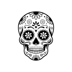 Illustration of mexican sugar skull. Day of the dead. Dia de los muertos. Vector illustration