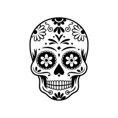 Illustration of mexican sugar skull. Day of the dead. Dia de los muertos. Vector illustration