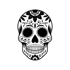 Illustration of mexican sugar skull. Day of the dead. Dia de los muertos. Vector illustration