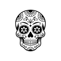 Illustration of mexican sugar skull. Day of the dead. Dia de los muertos. Vector illustration