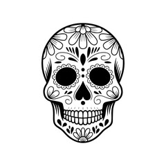 Illustration of mexican sugar skull. Day of the dead. Dia de los muertos. Vector illustration