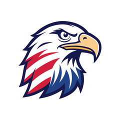 vector illustration of USA flag painted eagle head for patriotic day isolated on white background
