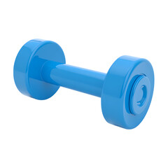 Obraz premium A single light blue dumbbell isolated in a for fitness isolated on transparent background