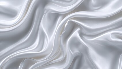 Obraz premium Luxurious, flowing folds of off-white silk fabric create a soft, elegant, and lustrous texture