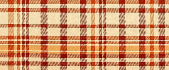 Seamless texture of brown and beige check plaid fabric, geometric, seamless pattern