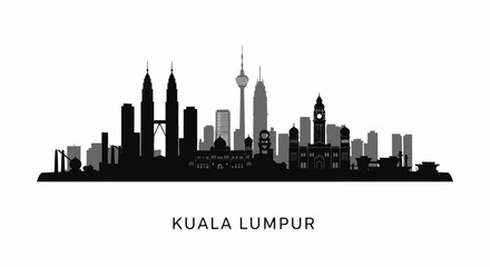 Obraz premium Kuala Lumpur Skyline Vector Malaysia.