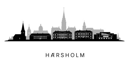 Fototapeta premium Hrsholm Silhouette Denmark city skyline.