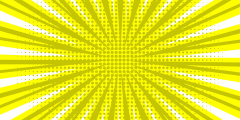 Blue comic sunburst effect background with halftone. Pop art comic-style vector background. Suitable for templates, sale banners, events, ads, web and pages