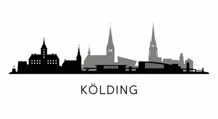 Naklejka premium Kolding with Denmark, Skyline Silhouette, and Cityscape.