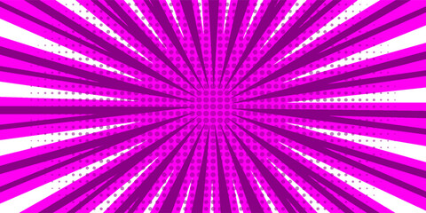 Blue comic sunburst effect background with halftone. Pop art comic-style vector background. Suitable for templates, sale banners, events, ads, web and pages