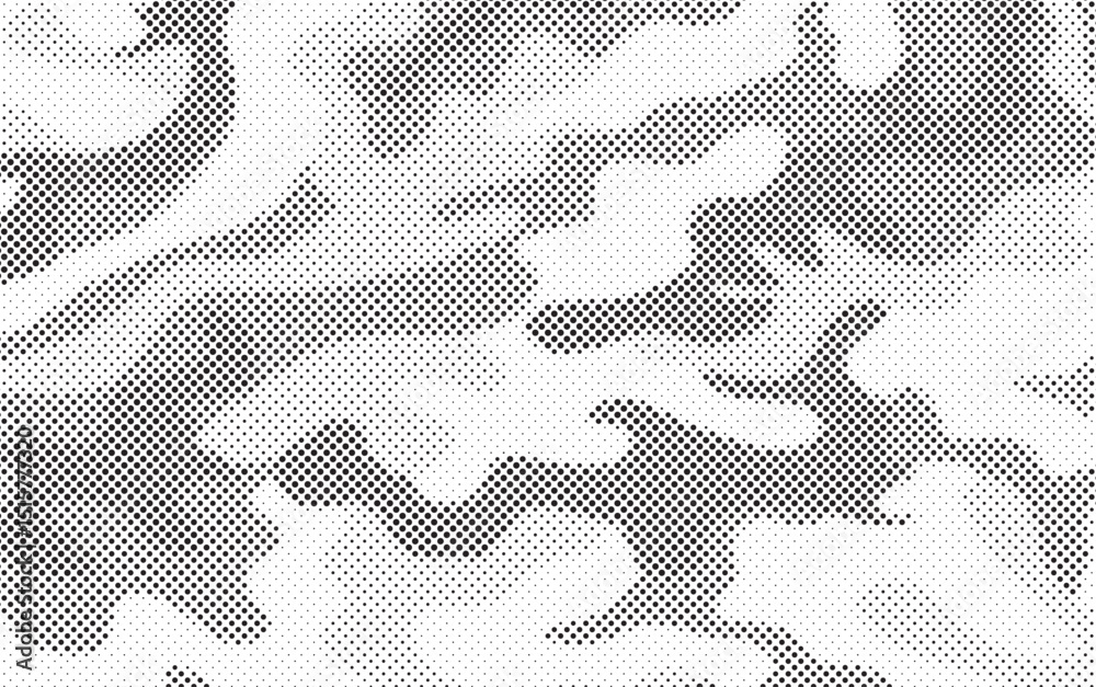 Aufkleber Abstract halftone seamless camouflage pattern. Repeating digital dotted hexagonal camo military texture background. Abstract modern fabric textile ornament. Vector illustration.