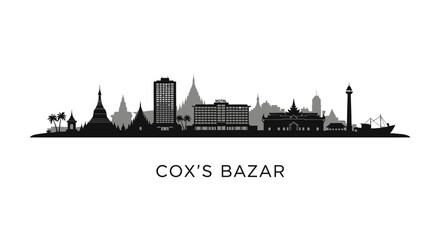 Coxs Bazar Bangladesh with Cityscape Silhouette, and Skyline.
