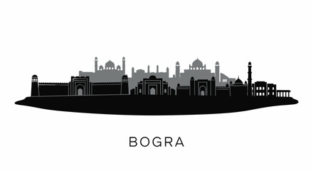 Fototapeta premium Bogra with Bangladesh City Skyline Silhouette.