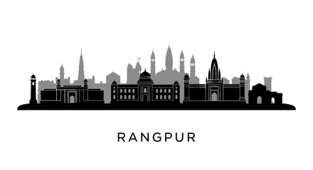 Rangpur with Bangladesh City skyline silhouette.