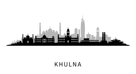 Obraz premium Khulna City Skyline Bangladesh Silhouette.
