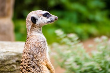Fototapeta premium Alert meerkat on lookout duty post
