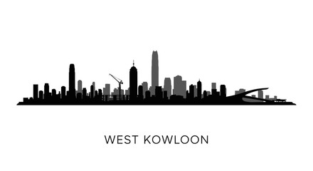Obraz premium Hong Kong Skyline Black and white Silhouette.