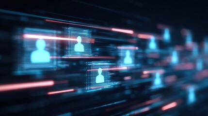 Digital profile icons in data stream concept	