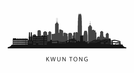 Fototapeta premium Hong Kong Skyline with Kwun Tong, and Silhouette.