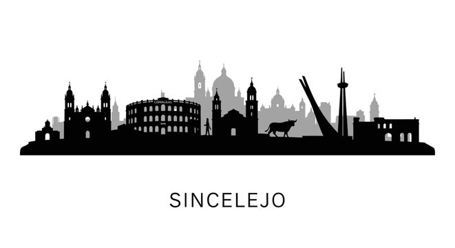 Sincelejo with Colombia City Skyline Silhouette.