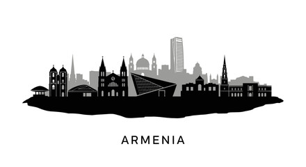 Armenia Skyline Yerevan City Silhouette.