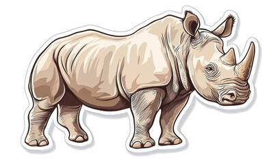 Fototapeta premium Detailed illustration of a rhinoceros isolated on transparent PNG