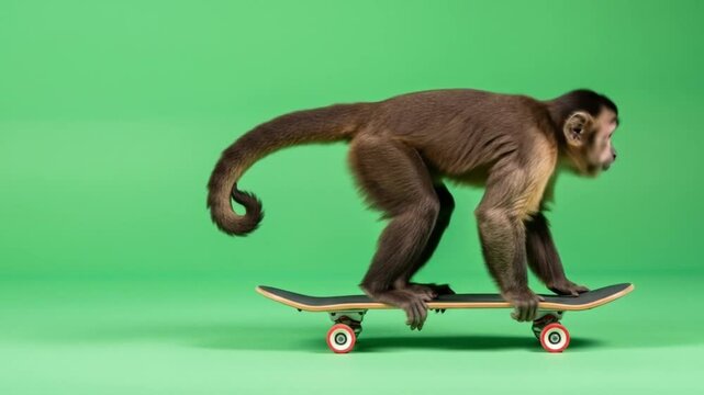 Monkey on Skateboard A Unique and Fun Animal Photo