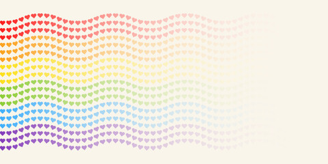Wavy Rainbow Heart Mosaic Flag, vector pattern with colorful hearts in bold rainbow palette. Perfect for backgrounds, textiles, and festive banner designs, spreads love and joy